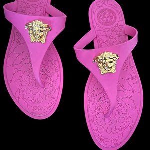 Pink Versace Medusa Thong Sandal